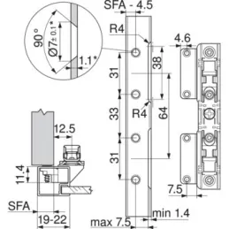 Aventos HL – pritrditev na MDF-vrata / komplet 2 kosov