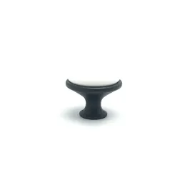 Ročaj v obliki gumba BLANCA / Črna – bel porcelan