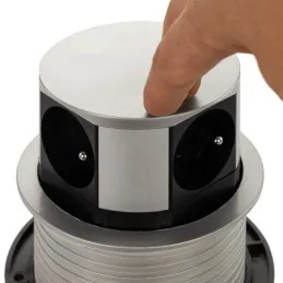 Izvlečna električna vtičnica TETRABOX FRENCH 3x 230V + 2x USB / aluminij