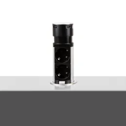Izvlečna električna vtičnica GALAXY 60 2x 230 V + USB / nerjavno jeklo