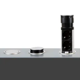 Izvlečna električna vtičnica GALAXY 60 2x 230 V + USB / nerjavno jeklo