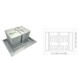 Odpadni koš za predal PARADISO 700 mm / Antracit