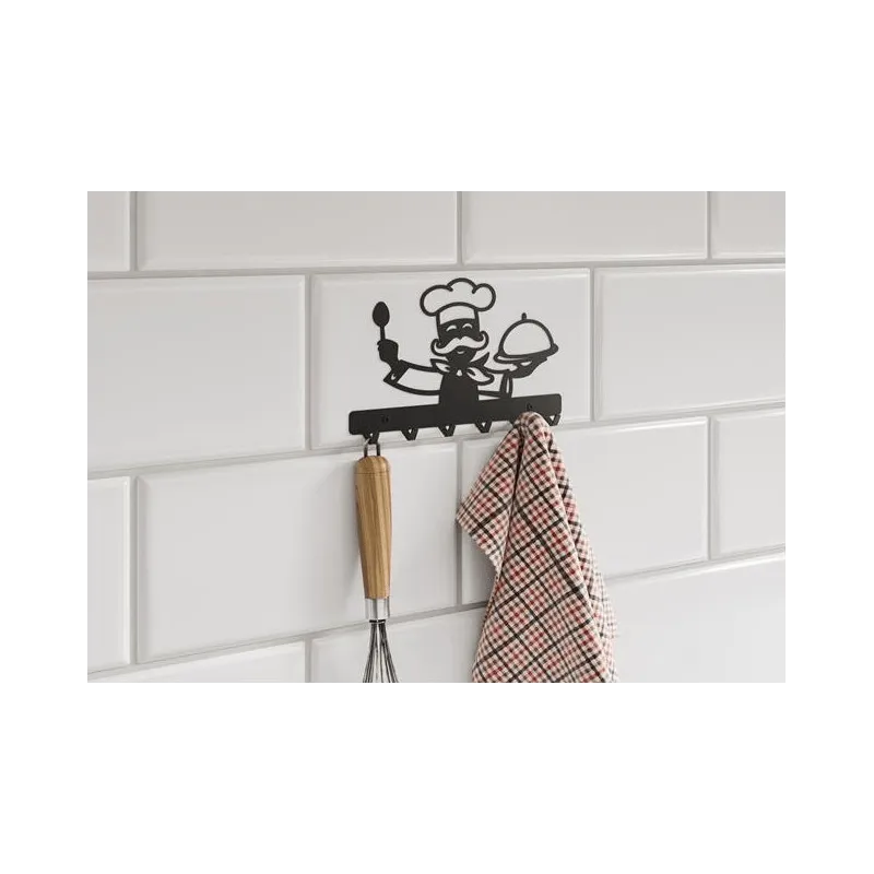 Stenski obešalnik CHEF / Mat črna