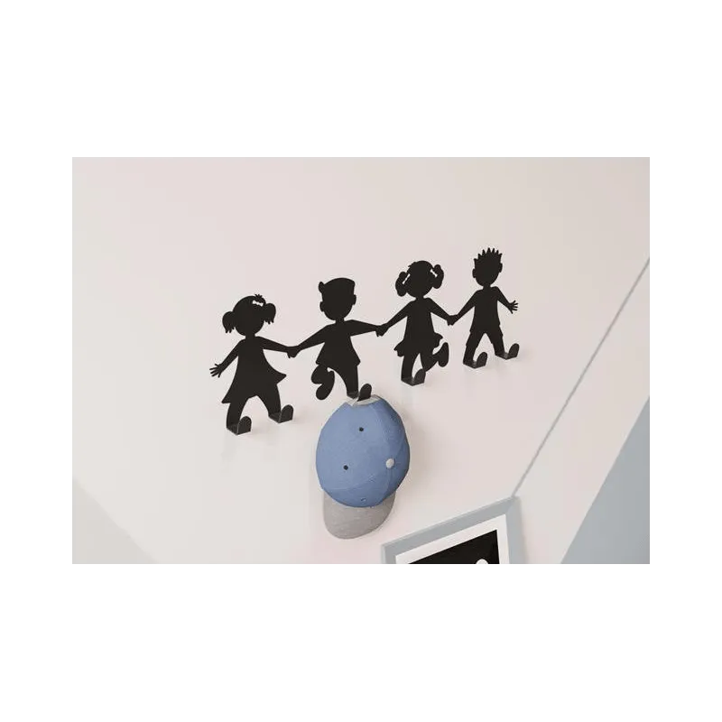 Stenski obešalnik KIDS / Mat črna