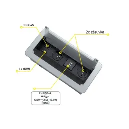 Vgradna izvlečna vtičnica 2 × 230 V + 2 × USB-polnjenje + HDMI + RJ45 / nerjavno jeklo