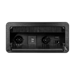 Vgradna dvižna vtičnica 2 x 230 V + 2 x USB za polnjenje + HDMI + RJ45 / Črna, brušena