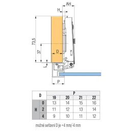 Naležni tečaj 110° za aluminijasta vratca – brez vzmeti