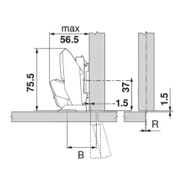 Tečaj BLUM za tanke materiale TIP-ON brez vzmeti 110° / Expadno