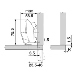 Tečaj BLUM za tanke materiale TIP-ON brez vzmeti 110° / Expadno