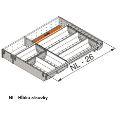 Notranji organizator predala ORGA LINE TANDEMBOX / nerjavno jeklo – komplet