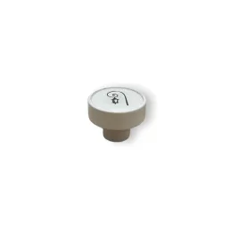 Leseni gumb ARSIA / bel – motiv svetilke