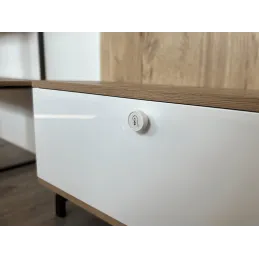 Leseni gumb ARSIA / bel – motiv svetilke