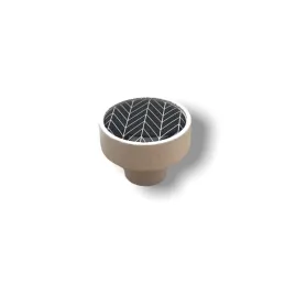 Leseni gumb ARSIA / bela – motiv črne jelke