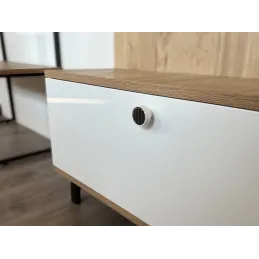 Leseni gumb ARSIA / bela – motiv črne jelke