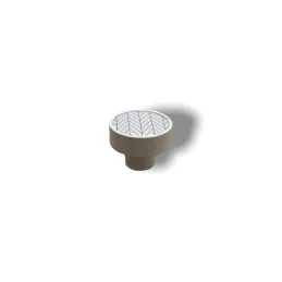 Lesena gumbna ročica ARSIA / Bela – motiv bele jelke
