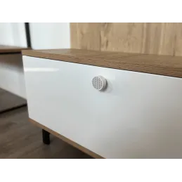 Lesena gumbna ročica ARSIA / Bela – motiv bele jelke