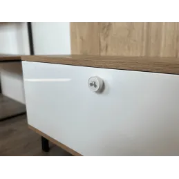 Leseni gumb ARSIA / bel – motiv kolesa