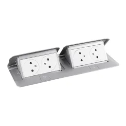 Izvlečna električna vtičnica POP-UP, dvojna, 4 × 230 V / aluminij