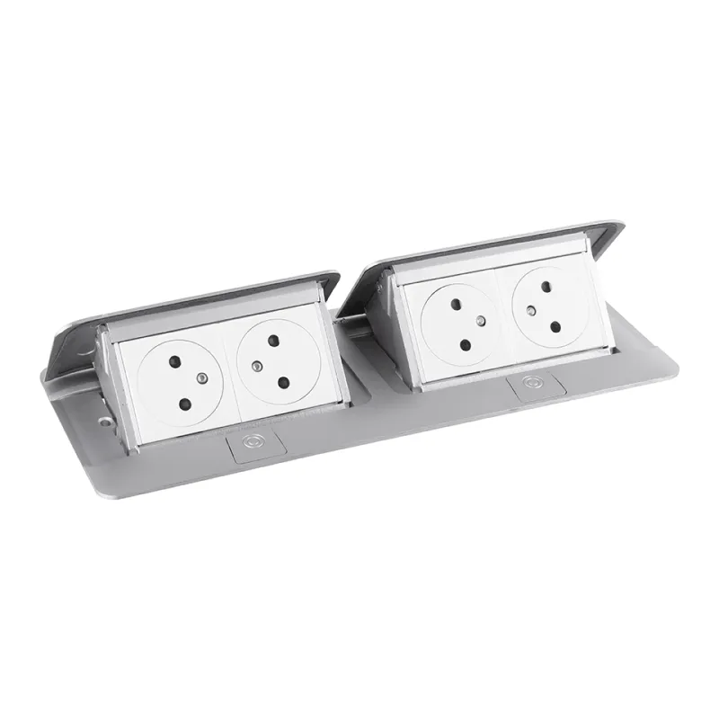 Izvlečna električna vtičnica POP-UP, dvojna, 4 × 230 V / aluminij