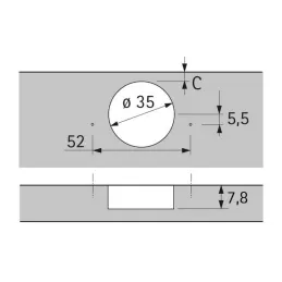Vgradni tečaj z blaženjem za tanka vrata 110° SENSYS / Silent system