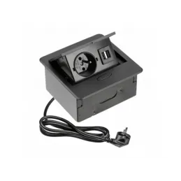 Izvlečna električna vtičnica BOX MINI 1x230V + 2xUSB A+C / Črna