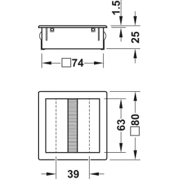 Kabelski prehod SPACE 80 x 80 mm / Mat črna