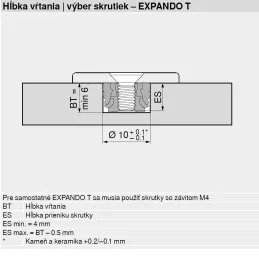 Vložek BLUM 10 mm EXPANDO T