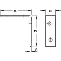 Povezovalni kotnik 25 x 25 mm – 10 kosov / Rumeno pocinkano