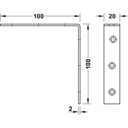 Povezovalni kotnik 100 x 100 mm – 10 kosov / Rumeni cink