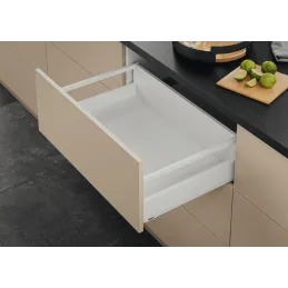 Kuhinjski predal BLUM – Merivobox »E« z ograjo 40 kg / Svilnato bela