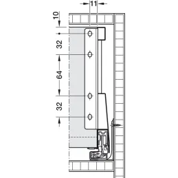 Kuhinjski predal BLUM – Merivobox »E« z nosilcem 40 kg / Orion siva