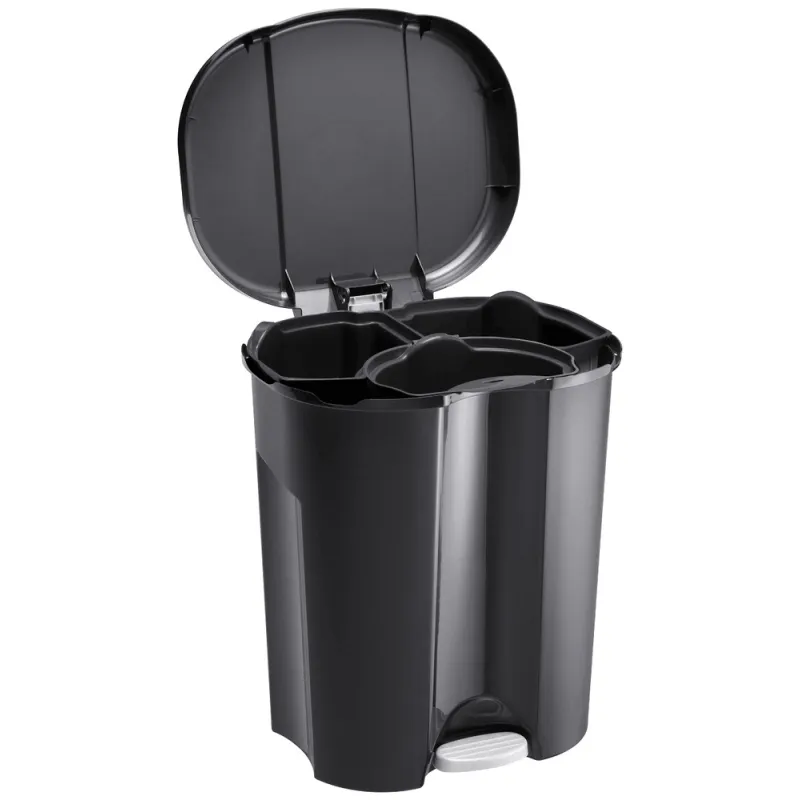 Koš za odpadke TRIO 2 × 15 l + 1 × 10 l / črn