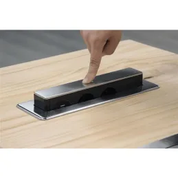 Izvlečna električna vtičnica OTIO DESK 3x230V + 2xUSB-polnjenje / imitacija nerjavnega jekla