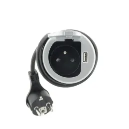 Notranja vgradna vtičnica za mizo COPMACT 1 × 230 V + polnjenje USB / aluminij