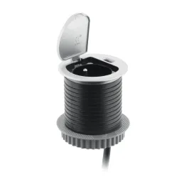 Notranja vgradna vtičnica za mizo COPMACT 1 × 230 V + polnjenje USB / aluminij