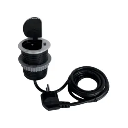 Notranja vgradna vtičnica za mizo COPMACT 1 × 230 V + polnjenje USB / aluminij