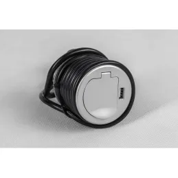 Notranja vgradna vtičnica za mizo COPMACT 1 × 230 V + polnjenje USB / aluminij