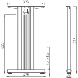 Noga namiznega ogrodja Desk Bar TEMPO T 400 / siva