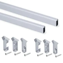 Komplet 2 ovalnih obešalnih palic z nosilci in tesnilom / aluminij