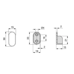 Komplet 2 ovalnih obešalnih palic z nosilci / Aluminij