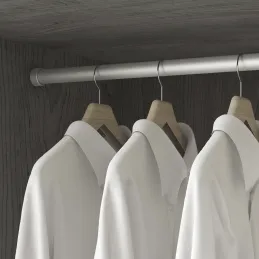 Komplet 2 okroglih obešalnih palic z nosilci / Aluminij