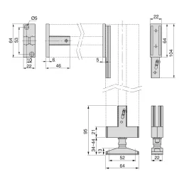 Komplet pritrdilnih elementov za nosilno palico za modularni garderobni sistem ZERO / Mat črna
