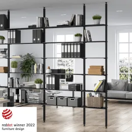 Komplet stropnih pritrdil za modularni garderobni sistem ZERO / mat črna