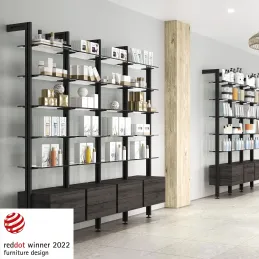 Komplet nosilcev za stekleno polico za modularni garderobni sistem ZERO / Mat črna