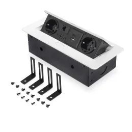 Izvlečna vtičnica ATOMIA 2x230 V + 2xUSB polnjenje A/C + HDMI + RJ45 / Bela