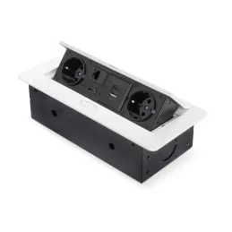 Izvlečna vtičnica ATOMIA 2x230 V + 2xUSB polnjenje A/C + HDMI + RJ45 / Bela
