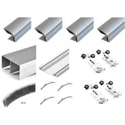 Komplet okovja za dvoje drsnih vrat MULTIOMEGA W RAMA – 2 m / Aluminij