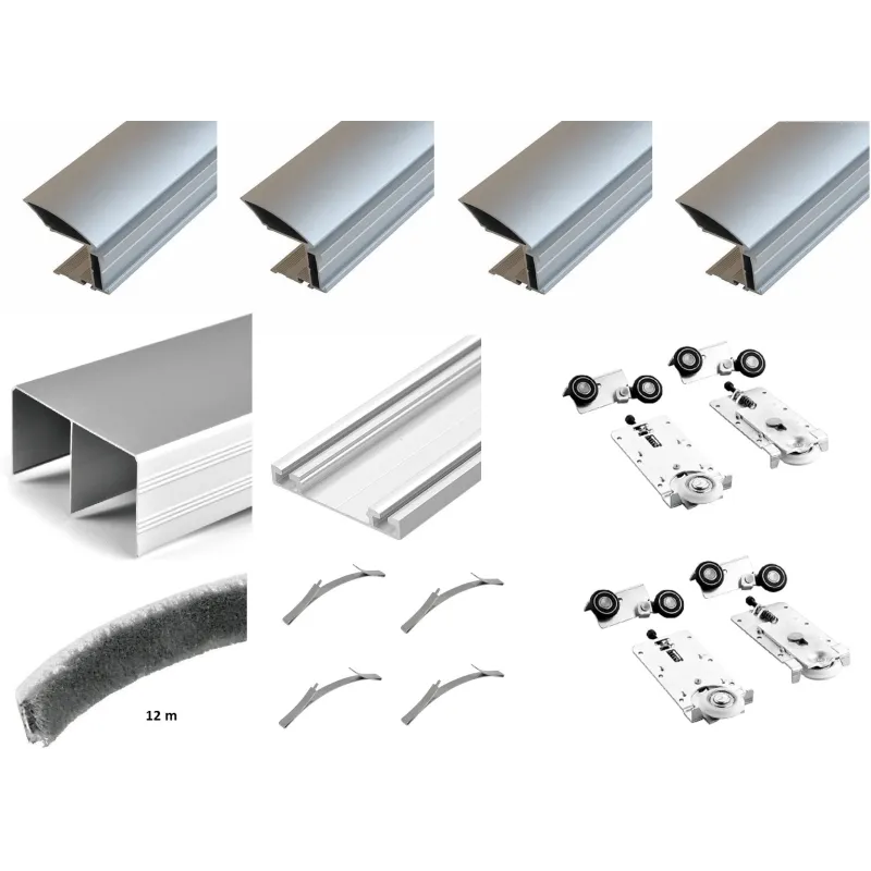 Komplet okovja za dvoje drsnih vrat MULTIOMEGA W RAMA – 2 m / Aluminij