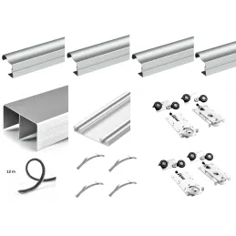 Komplet okovja za dvoje drsnih vrat OMEGA B RAMA – 2 m / aluminij