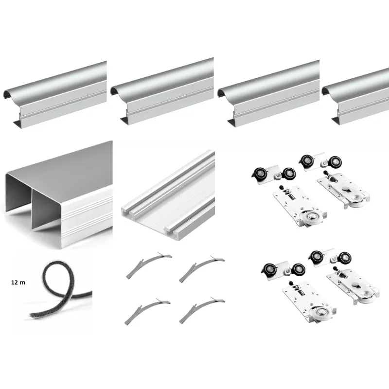 Komplet okovja za dvoje drsnih vrat OMEGA B RAMA – 2 m / aluminij